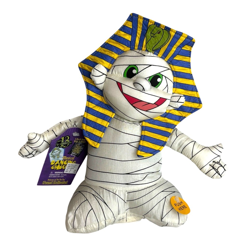 NWT Gemmy Halloween Dancing Mummy Pharoah Egyptian Animated Music Stuffed Plush